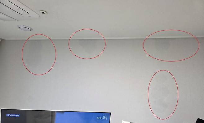 대전 신탄진 다가온 청년주택&nbsp;입주자 집이 누수돼 방벽에 물이 스며들은 모습. 독자 제공