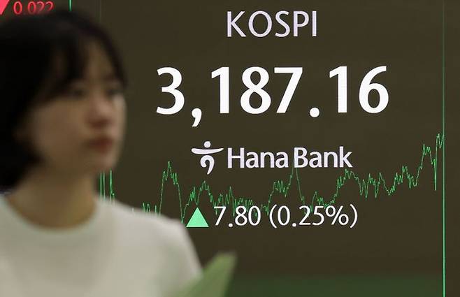 27일 오후 서울 중구 하나은행 딜링룸 전광판에 지수가 표시되고 있다.ⓒ뉴시스