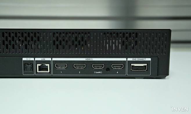 ▲ 광케이블 단자 / 랜 단자 / HDMI x4 / 모니터 연결 단자