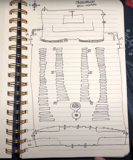 로빈 웨스트먼이 촬영하고 유튜브에 게시한 영상에서 범행장소인 학교의 배치도 스케치를 공개했다. 로이터=연합뉴스