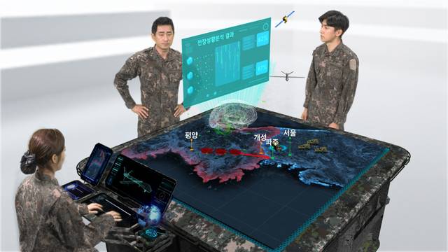한화시스템의 인공지능(AI) 기반 지능형 지휘결심지원체계 운용 예상 이미지.  한화그룹 제공