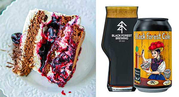 슈바르츠발트 케이크 초콜릿 시트 사이에 체리잼과 생크림이 듬뿍. 슈바르츠발트 케이크 이름이 붙은 흑맥주. 독일에는 아침부터 맥주병을 들고 다니는 사람이 많다.