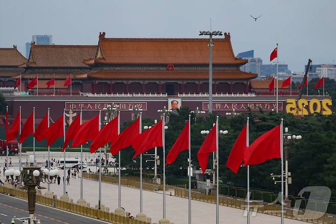 다음 달 3일 항일전쟁 및 세계 반파시스트 전쟁(제2차 세계대전) 승리 80주년 기념 열병식이 열릴 예정인 중국 베이징의 천안문 광장. 2025.08.26 ⓒ 로이터=뉴스1 ⓒ News1 김지완 기자