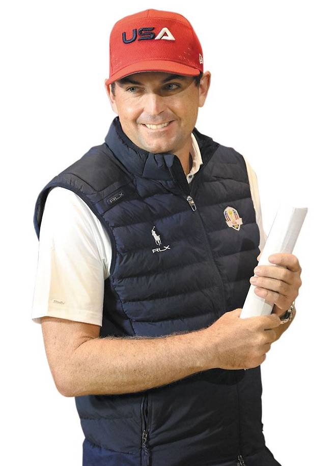 라이더컵 미국팀 캡틴 키건 브래들리가 28일 미국 텍사스주 프리스코에서 자신을 제외한 단장 추천 선수 6명의 명단을 발표한 뒤 미소를 짓고 있다. 그는 “단장 역할에만 최선을 다하겠다”고 했다. /미국프로골프협회