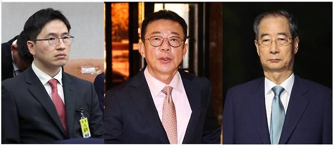 사진 왼쪽부터 이원모 전 공직기강비서관, 홍철호 전 정무수석, 한덕수 전 국무총리. /사진=뉴시스