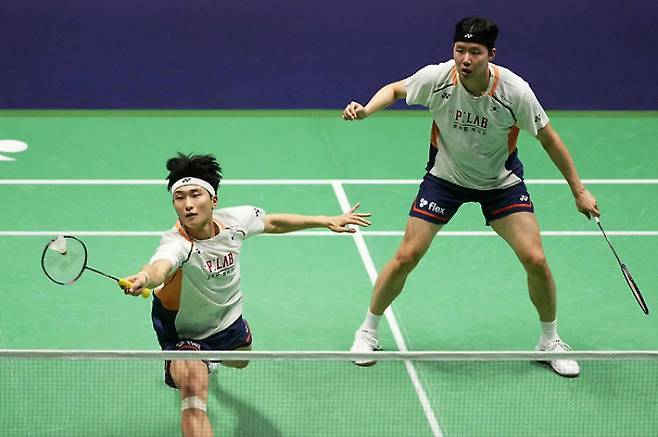 배드민턴 남자 복식 세계 랭킹 1위 서승재(오른쪽)-김원호. 연합뉴스