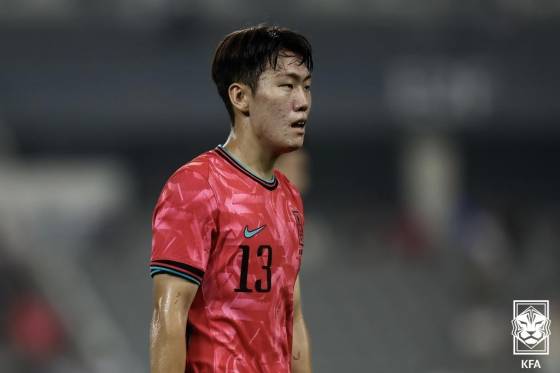 지난달 2025 동아시아축구연맹(EAFF) E-1 풋볼 챔피언십(동아시안컵)을 통해 A매치 데뷔전을 치렀던 강상윤. /사진=대한축구협회 제공