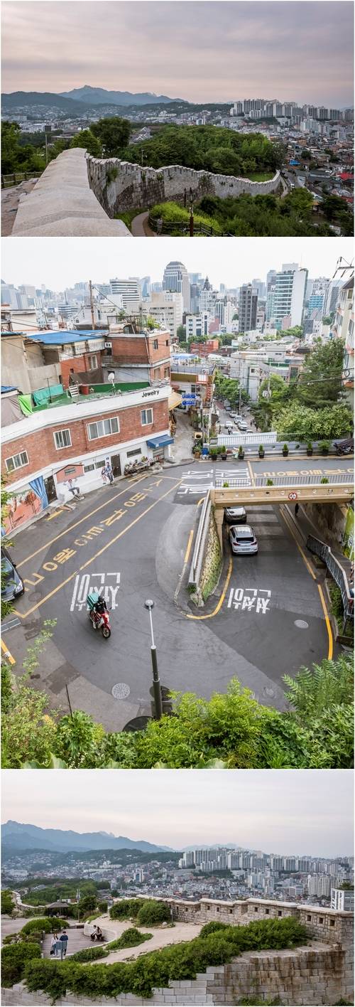 (위로부터)낙산구간의 해질무렵, 달핑이길, 가족과 함께 걷기 좋은 낙산구간