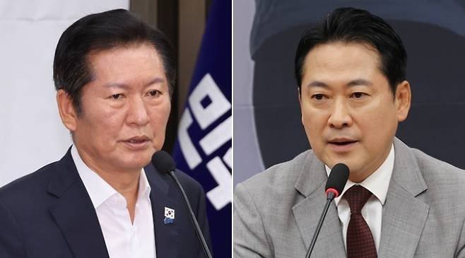 정청래 더불어민주당 대표(왼쪽)와 장동혁 국민의힘 대표. 연합뉴스