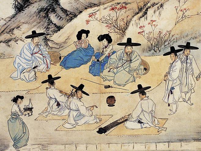 ‘신윤복필 풍속도 화첩’ 속&nbsp;‘상춘야흥’.