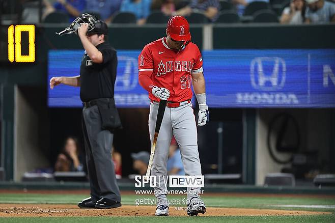 ▲ 트라웃은 최근 15경기에서 단 한 개의 홈런도 치지 못하는 등 극심한 타격 슬럼프에 빠진 끝에 성적이 추락하고 있다