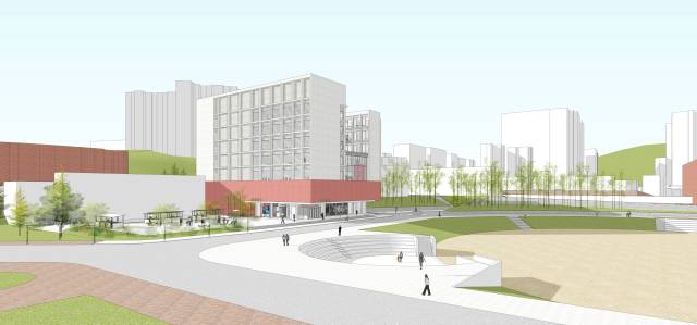 ‘부산 글로컬 에듀케이션 센터(BGEC)’ 건물 투시도. 부산교대 교육박물관 옆 주차장 부지 1만 4175㎡에 지하 1층, 지상 8층 규모로 건립된다. 부산교대 제공