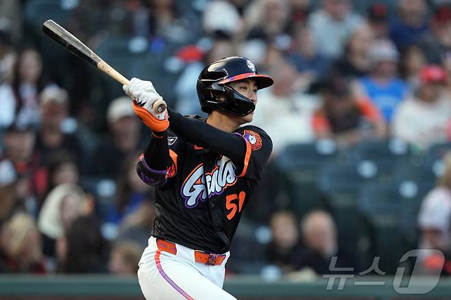 샌프란시스코 자이언츠 외야수 이정후는 31일(한국시간) 열린 2025 메이저리그 볼티모어 오리올스전에서 3타수 무안타로 침묵했다. ⓒ 로이터=뉴스1