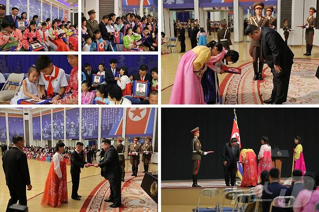 (평양 노동신문=뉴스1) = 북한 노동당 기관지 노동신문은 30일 "김정은 총비서가 지난 29일 목란관에서 해외 군사작전에서 특출한 공훈을 세운 참전 열사들의 유가족들을 만나 따뜻이 위로해 주었다"라고 보도했다. [국내에서만 사용가능. 재배포 금지. DB 금지. For Use Only in the Republic of Korea. Redistribution Prohibited] rodongphoto@news1.kr