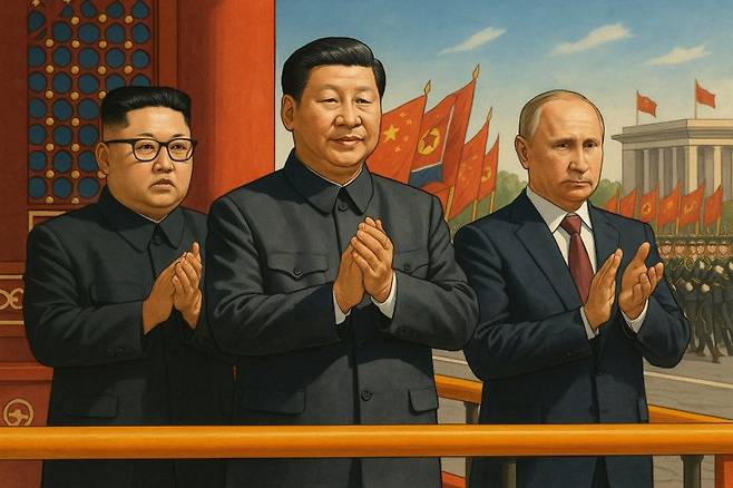 오는 9월 3일 중국 전승절 열병에서 블라디미르 푸틴 대통령이 시진핑 중국 국가주석의 오른쪽, 김정은 북한 국무위원장이 왼쪽에 앉게 된다고 지난 29일(현지 시간) 러시아 리아노보스티통신이 전했다. 뉴시스