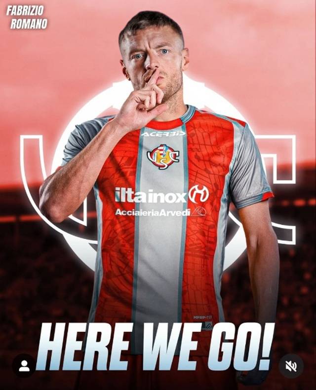 크레모네세 이적을 앞둔 제이미 바디. /사진=파브리시오 로마노 SNS