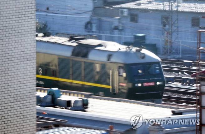 2019년 김정은 북한 국무위원장이 방중 때 이용한 특별열차 [연합뉴스 자료사진]