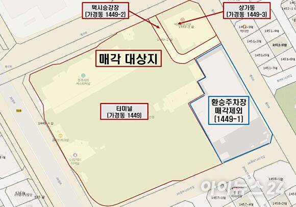 청주시외버스터미널 민간 매각 위치도. [사진=아이뉴스24 DB]