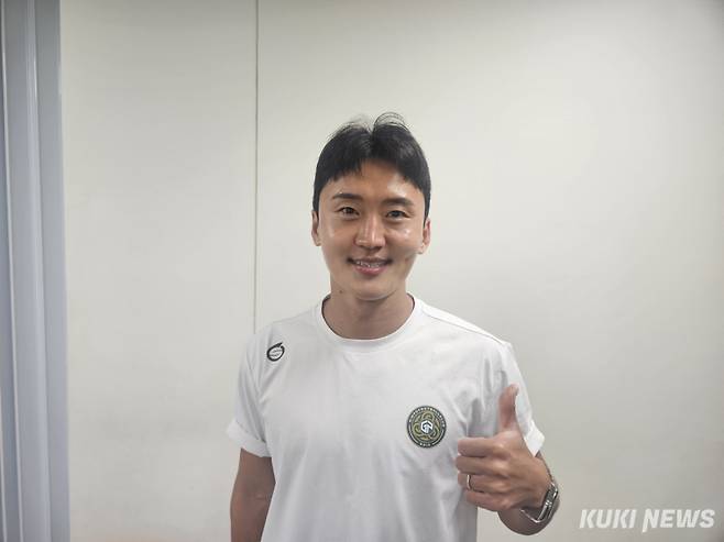김포FC 최재훈이 30일 오후 7시 김포솔터축구장에서 열린 전남 드래곤즈와 ‘하나은행 K리그2 2025’ 27라운드 경기가 끝난 후 쿠키뉴스와 인터뷰를 하고 있다. 송한석 기자
