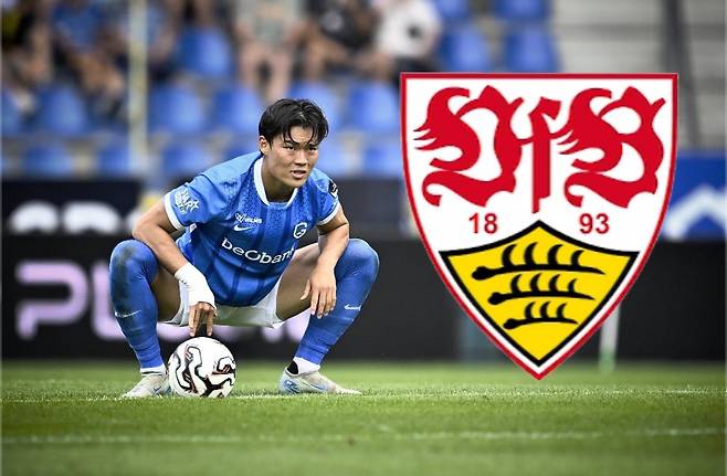 오현규와 독일 분데스리가의 VfB슈투트가르트 앰블럼 합성 사진. /사진=플로리안 플라텐버그 개인 사회관계망서비스(SNS)