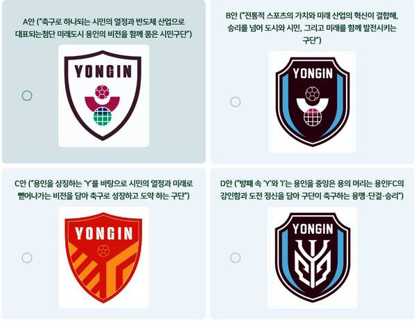 용인시 시민프로축구단, 공식 팀명 & 엠블럼 시민 공개투표 진행.(자료출처=용인FC)