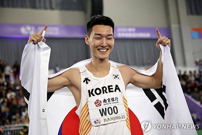 2025 난징 세계실내육상선수권 남자 높이뛰기 챔피언 우상혁 [EPA=연합뉴스 자료사진]