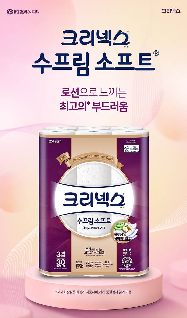 유한킴벌리의 크리넥스 수프림 소프트 (유한킴벌리 제공)