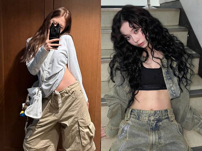 버뮤다 팬츠를 입은 안유진(좌), 윈터/사진=안유진, 윈터 인스타그램