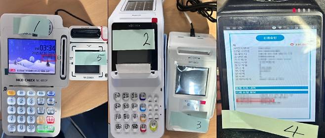 국내 위장 가맹점에서 개통된 후 중국으로 밀반출된 카드 단말기./사진=서울경찰청 제공