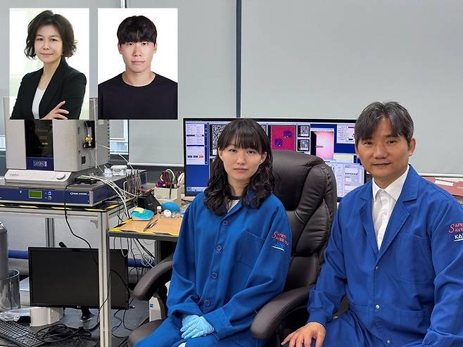 KAIST 신소재공학과 박상희(윗줄 왼쪽부터) 교수, 박성환·공채원 박사과정생, 홍승범 교수   [KAIST 제공]