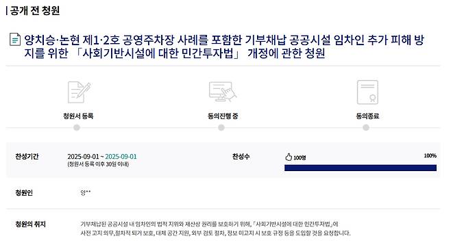 양치승이 1일 제기한 국민동의청원. [국회 국민동의청원 홈페이지 캡처]