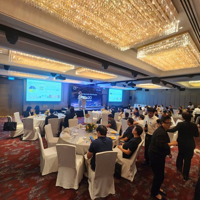 엘앤씨바이오가 싱가포르에서 스킨부스터 제품 ‘엘라비에 리투오’ 론칭 심포지엄을 열고 있다. 사진 제공=엘앤씨바이오