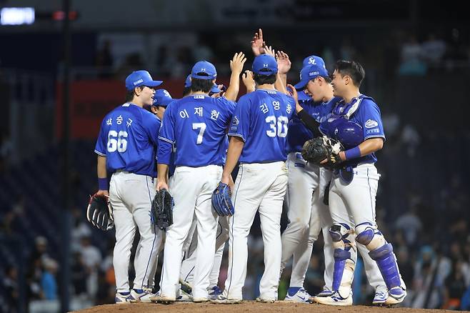 삼성은 지난달 15일부터 승률 1위를 기록하며 8월을 마무리했다. 박진만 감독의 미팅 이후 선수단은 각성하며 분위기를 끌어올렸다. 사진제공｜삼성 라이온즈