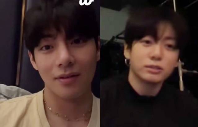 BTS 뷔와 정국이 라이브 방송을 통해 '한강 러닝;을 알렸다. [사진=위버스]