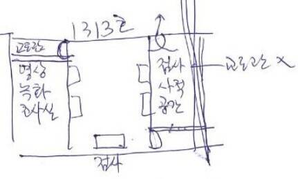 이화영 전 경기도 평화부지사가 직접 그린 수원지검 1313호실 내부 구조도. 김광민 변호사 제공