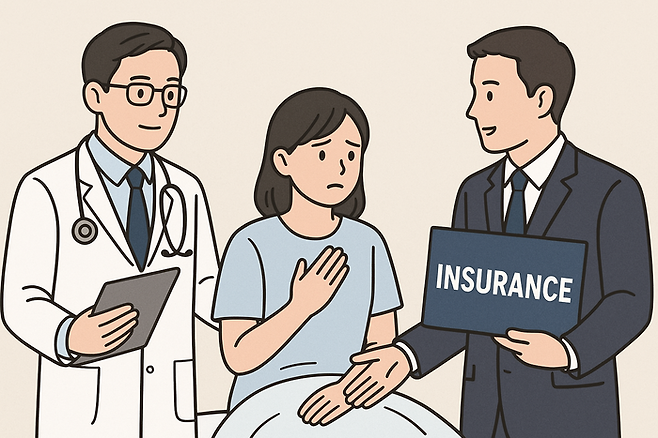 ChatGPT(DALL·E)가 생성한 의사와 환자, 보험사 직원 이미지.