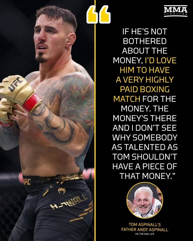 충격적인 소식이다. 톰 아스피날의 아버지 앤디 아스피날이 아들의 복싱 매치 가능성을 언급했다. 사진=MMA 파이팅