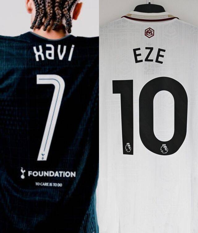 사비 시몬스와 에베레치 에제의 유니폼/토트넘·아스널