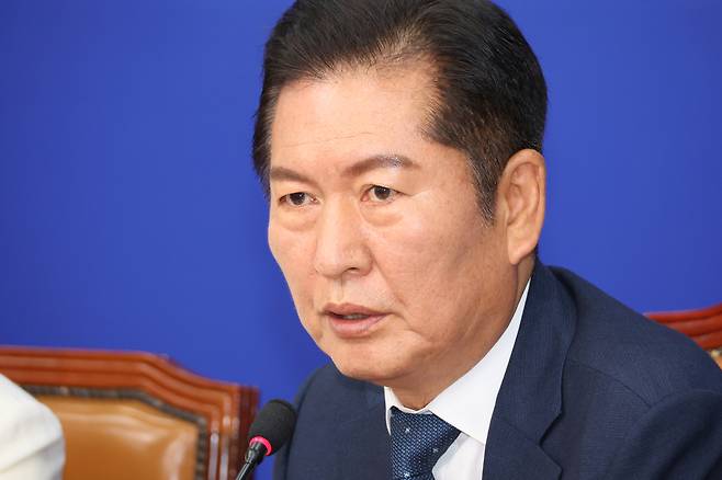 정청래 더불어민주당 대표가 3일 서울 여의도 국회에서 열린 최고위원회의에서 발언하고 있다. [연합]