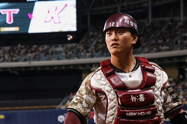 키움 김건희는 20대 포수들이 뽑은 리그 최고의 20대 포수 3위다. 그는 본격적으로 포수를 시작한 지 1년 만에 가파른 성장세를 보이고 있다. 사진제공｜키움 히어로즈