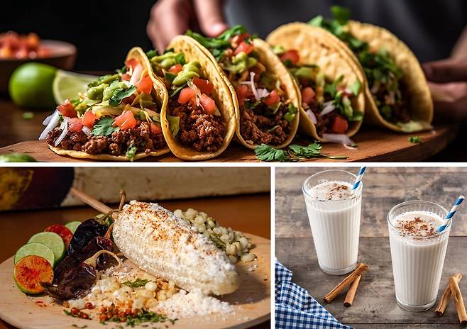 위부터 시계방향으로 아라체라 타코, 오르차타, 엘로떼. 사진제공|팜투어