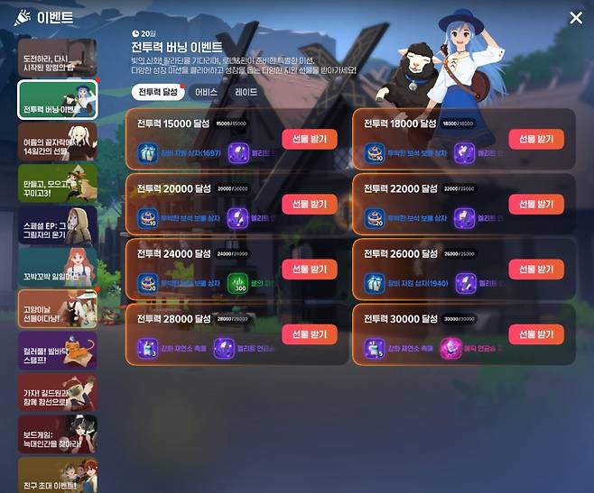 - 시즌1 사전 이벤트의 핵심인 전투력 버닝 이벤트 "초보 유저에겐 유용한 보상이 많다"