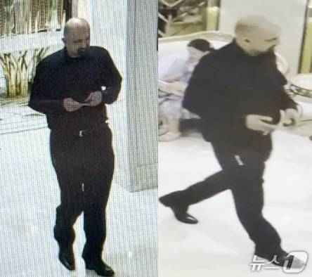 지난달 30일(현지시간) 미국 캘리포니아주 글렌데일의 한 결혼식장에서 축의금함을 훔친 남성의 모습이 폐쇄회로(CC)TV에 포착됐다. (글렌데일 경찰 제공)