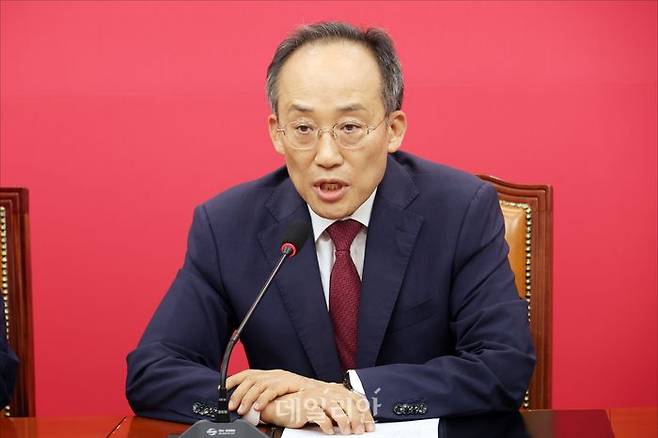 추경호 국민의힘 의원가 4일 오후 국회에서 비상계엄 당시 상황 관련 기자간담회를 열고 있다. ⓒ데일리안 홍금표 기자