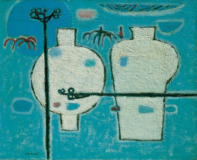 김환기, 항아리, 1955-56, 캔버스에 유채, 65×80cm. / ⓒ 환기재단·환기미술관