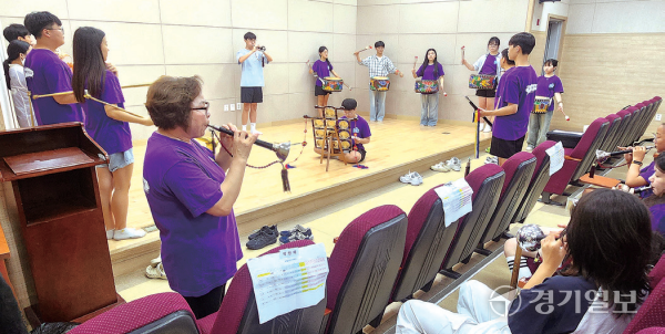 남한산성 취고수악 수업모습. 박화선기자