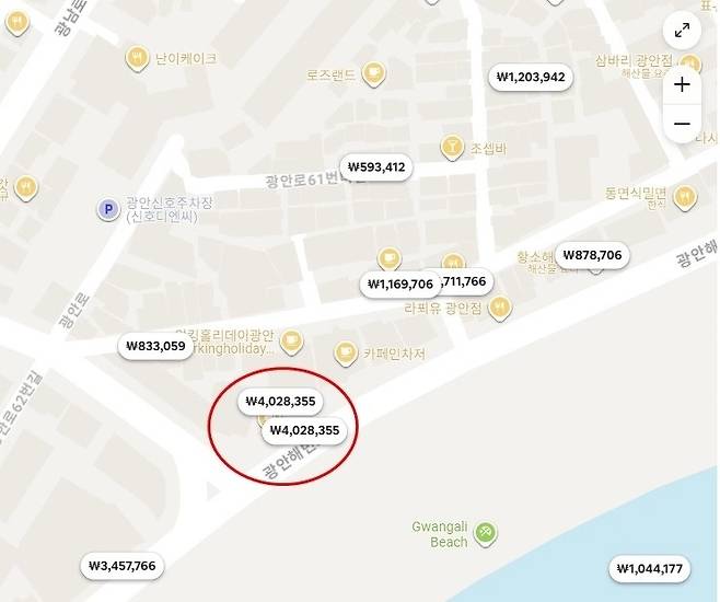 부산 불꽃축제를 앞두고 광안리 일대 숙박업소 가격이 천정부지로 뛰고 있다. /사진=에어비앤비 캡처
