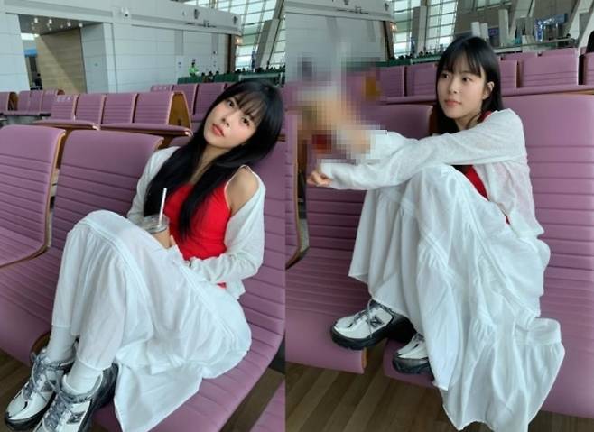 배우 민도희가 공항사진을 게재했다가 공공장소 매너와 관련된 민폐 논란에 휩싸였다. /사진=민도희 인스타그램