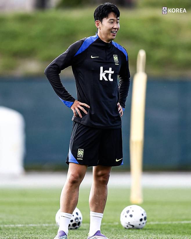 축구대표팀 훈련에 합류한 손흥민. /사진=대한축구협회 SNS 캡처