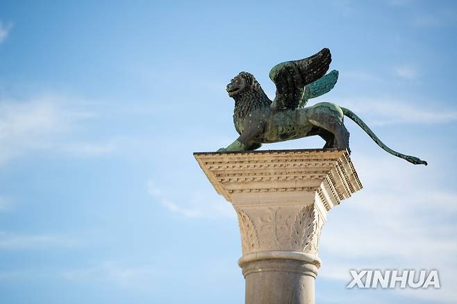 베네치아 산마르코 광장에 있는 날개 달린 사자 조각상 [신화 연합뉴스 자료사진. 재판매 및 DB 금지]